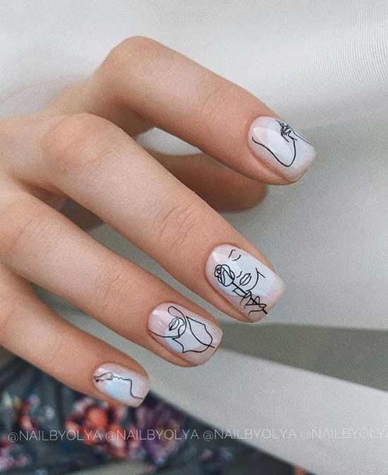 Minimalisme de manucure d'hiver pour les ongles courts