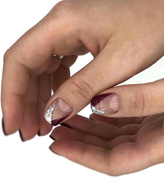 Veste bicolore en manucure hiver ongles courts