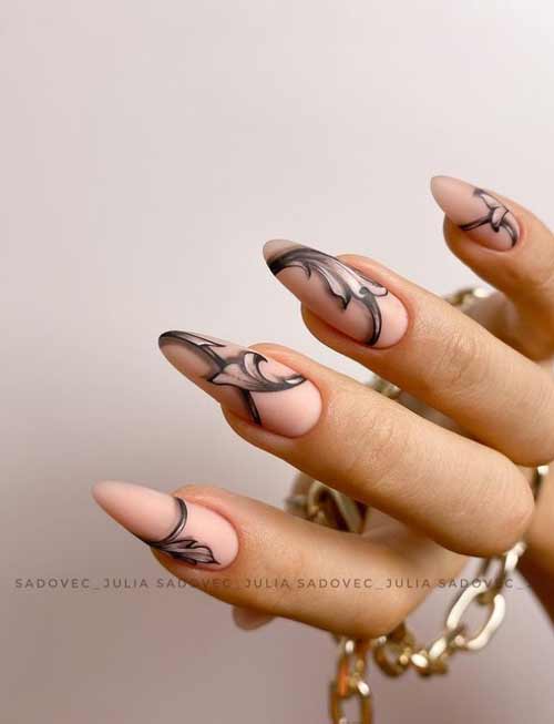 Manucure pour ongles longs photo design délicat