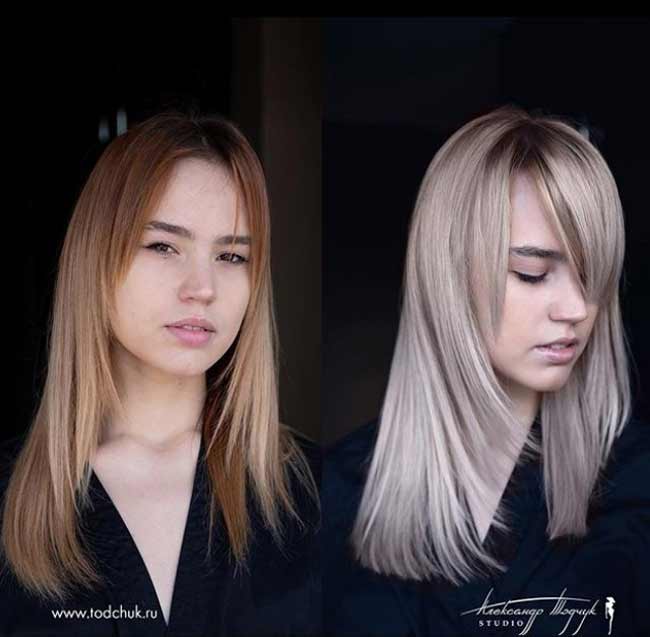 Échelle de coupe de cheveux visage cheveux longs