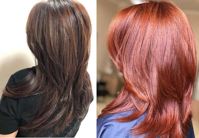 Vue arrière en cascade des coupes de cheveux