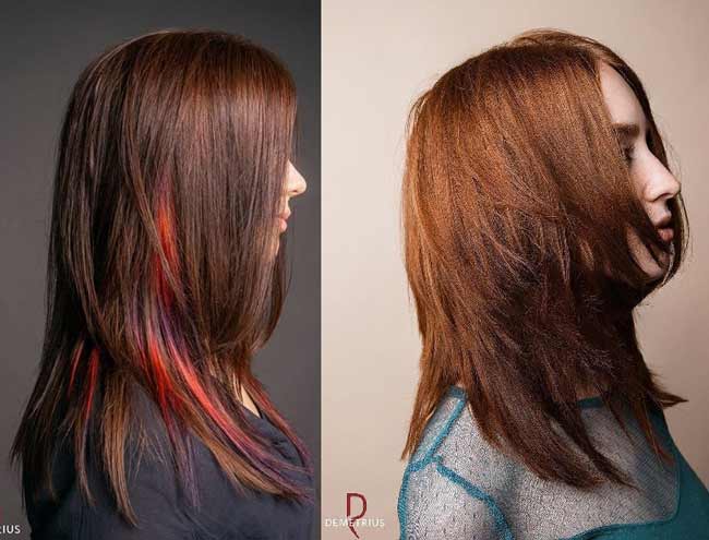 Coloration des coupes de cheveux en cascade