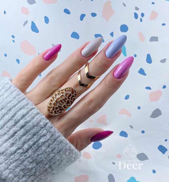 Manucure pointue multicolore