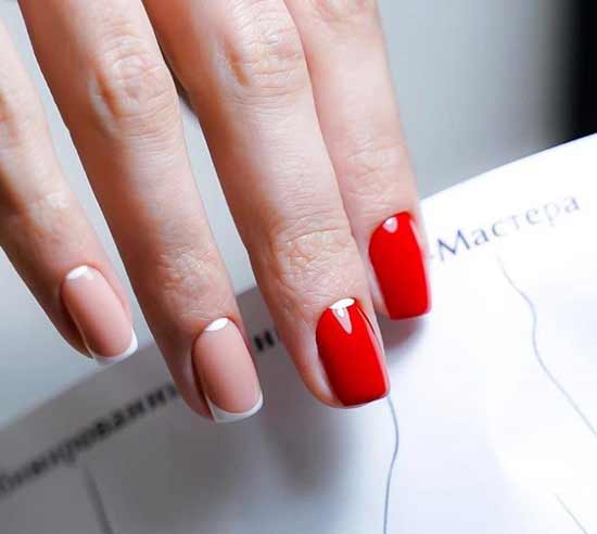 Ongles courts design lune rouge