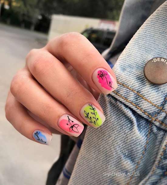 Manucure lumineuse courte longueur d'ongles