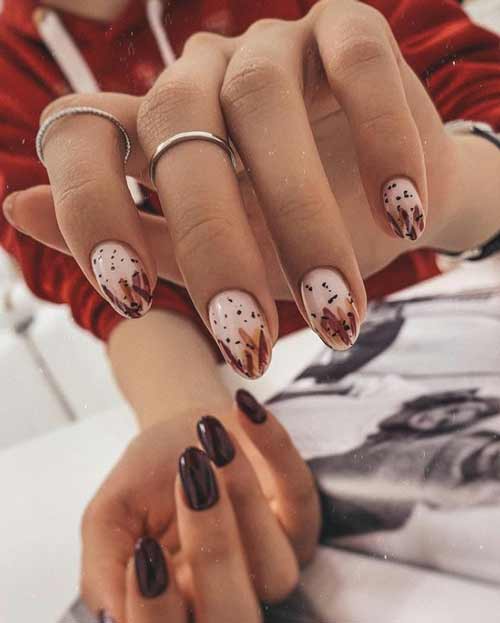 Manucure avec un motif sur une main