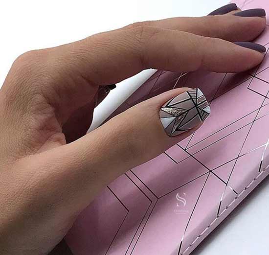 Manucure mate de dessin de géométrie