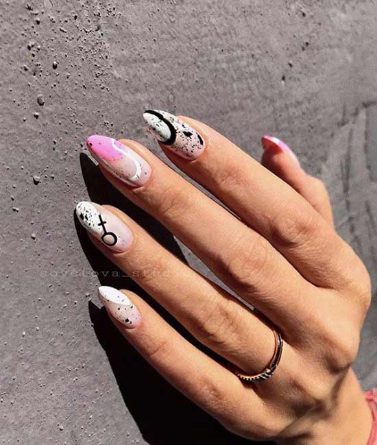 Manucure avec traits et dessins