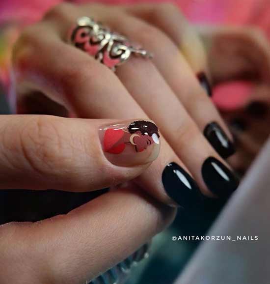 Manucure noire avec curseur photo