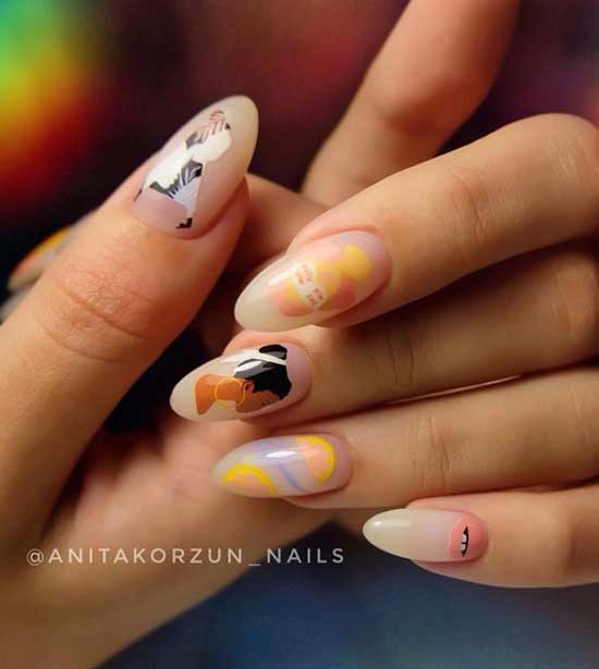 Manucure translucide avec autocollants