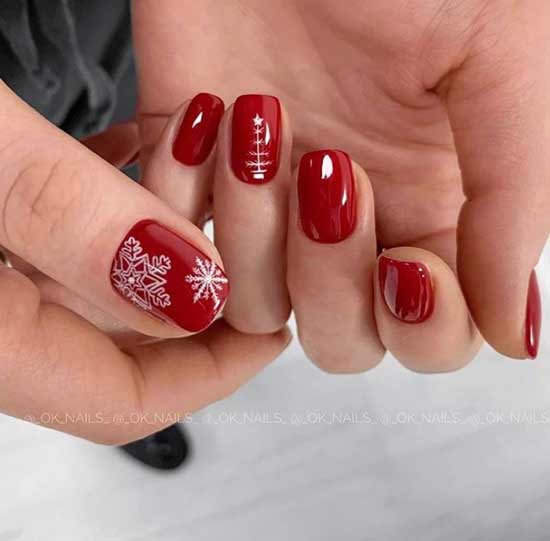 Rouge avec des dessins blancs