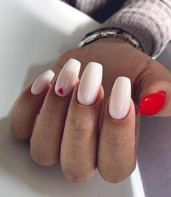 Rouge avec manucure laiteuse