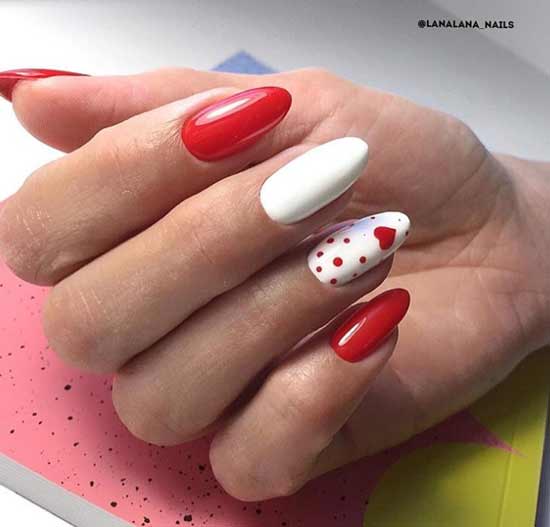 Conception d'ongles rouges et blancs