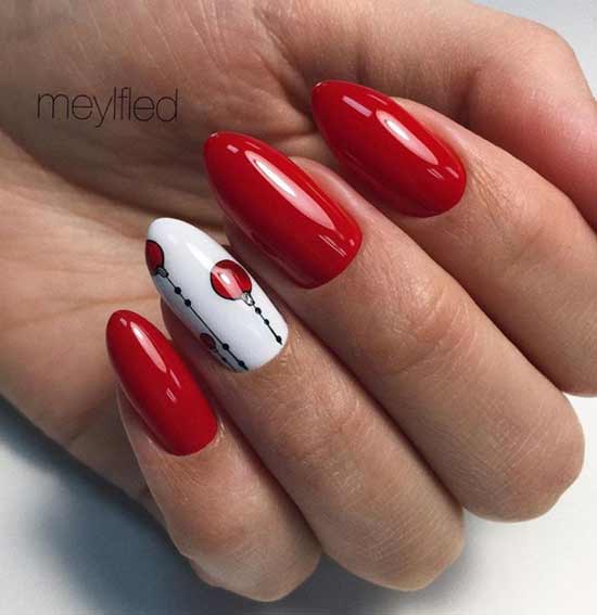 Rouge et blanc sur un ongle