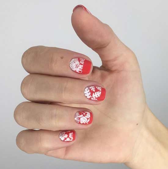 Nail art rouge et blanc mat