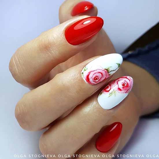 Manucure rouge et blanche : 100 idées de photos, nouveaux designs