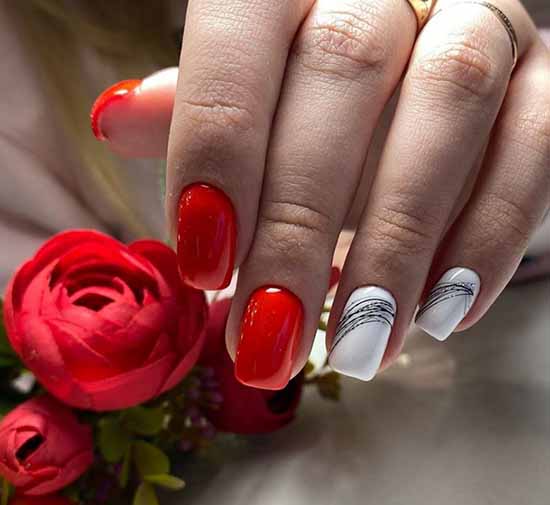 Manucure rouge et blanche : 100 idées de photos, nouveaux designs