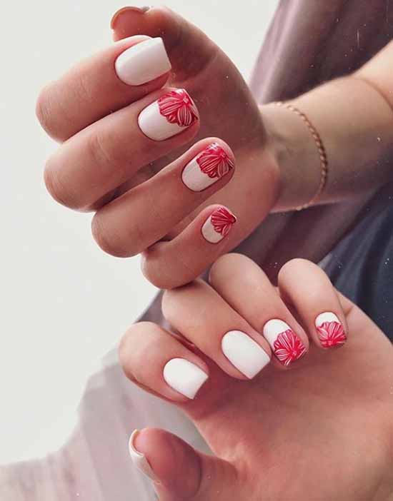 Manucure rouge et blanche : 100 idées de photos, nouveaux designs