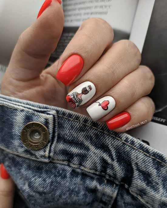 Manucure rouge et blanche : 100 idées de photos, nouveaux designs