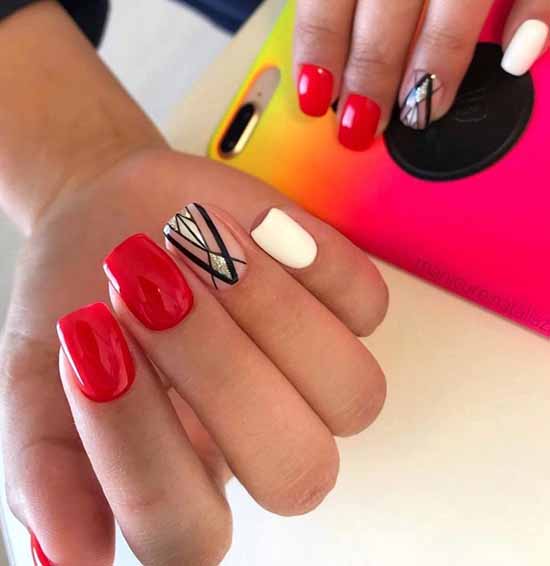 Manucure rouge et blanche : 100 idées de photos, nouveaux designs