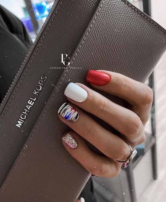 Manucure rouge et blanche : 100 idées de photos, nouveaux designs