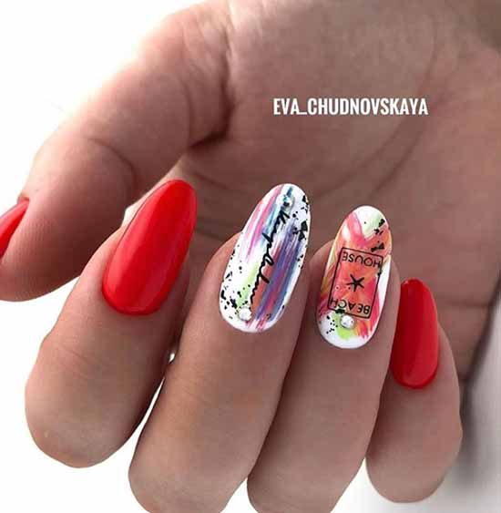 Manucure rouge et blanche : 100 idées de photos, nouveaux designs