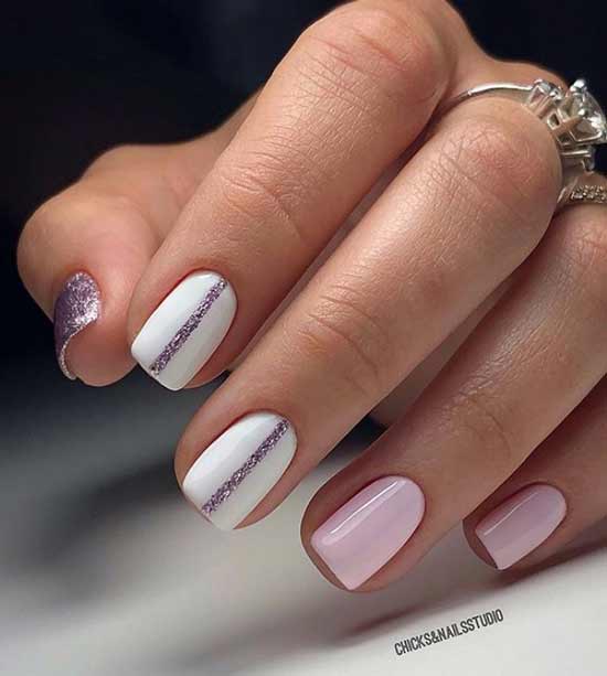 Manucure de mariage rose et blanc