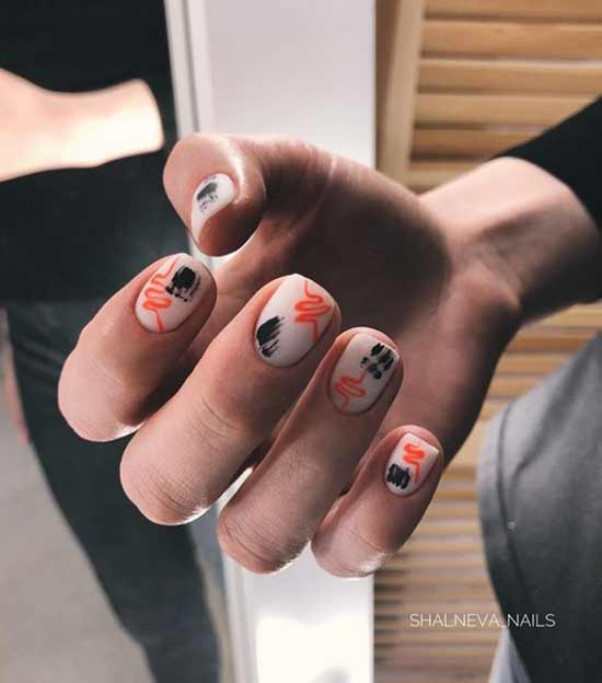 Manucure noir mat avec beige