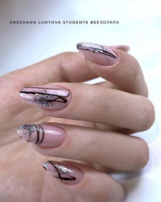 Manucure beige avec noir: 105 photos avec le plus beau design