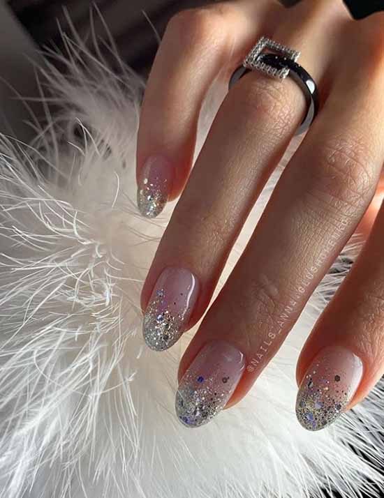 Manucure délicate avec des paillettes: nouveautés photo avec un beau design