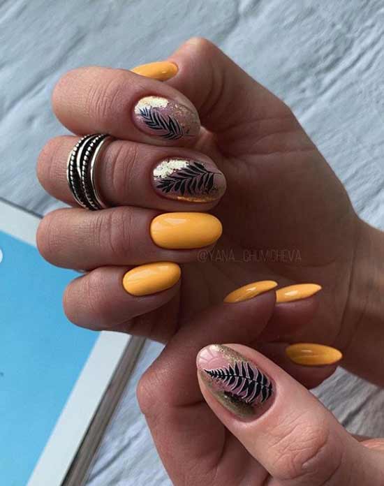 Conception d'ongles à la feuille d'or