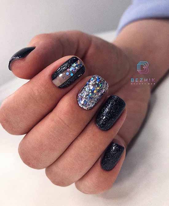 Manucure avec des paillettes sur le bout des ongles : photos, nouveautés