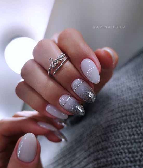 Manucure avec des paillettes sur le bout des ongles : photos, nouveautés