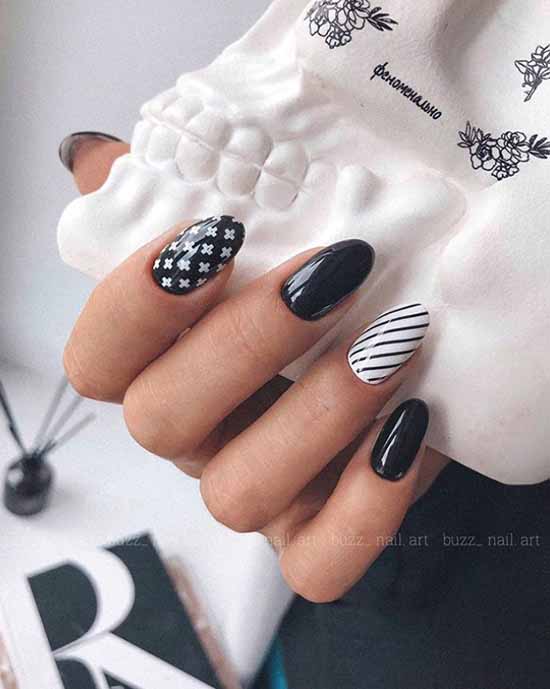 Manucure noire pour ongles longs: photo, nouveau beau design