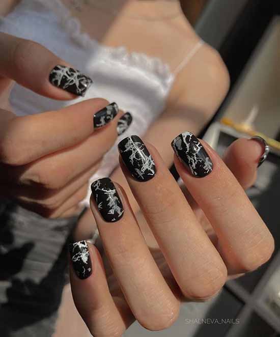 Manucure noire pour ongles longs: photo, nouveau beau design