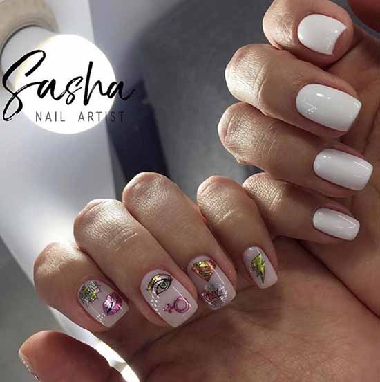 Conception d'ongles en feuille: photo, nouveautés de manucure à la mode