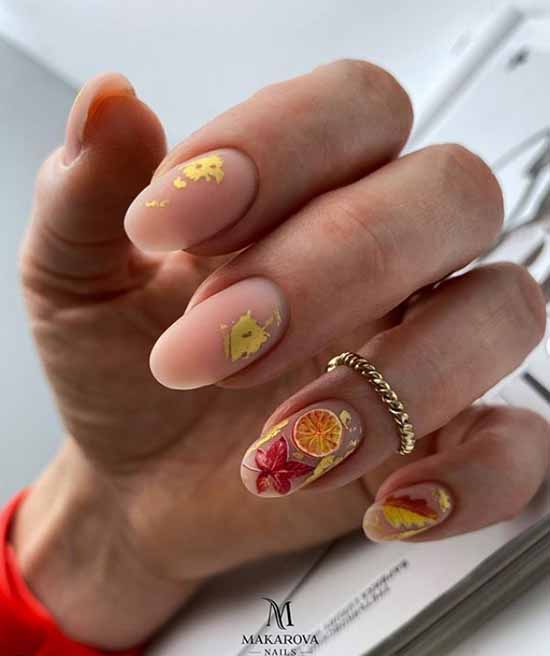 Conception d'ongles en feuille: photo, nouveautés de manucure à la mode