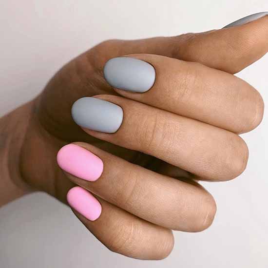 Manucure grise + rose