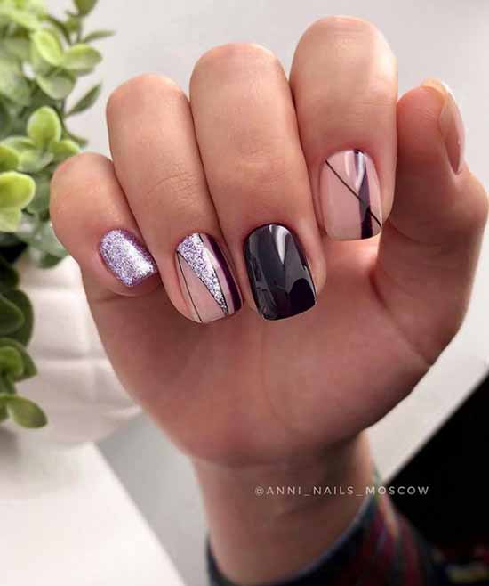 Manucure beige à sequins roses