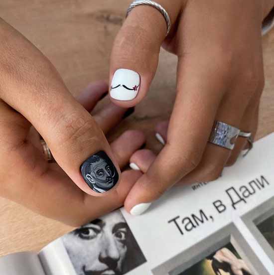 Manucure avec un design sur un ongle: nouveaux articles sur la photo