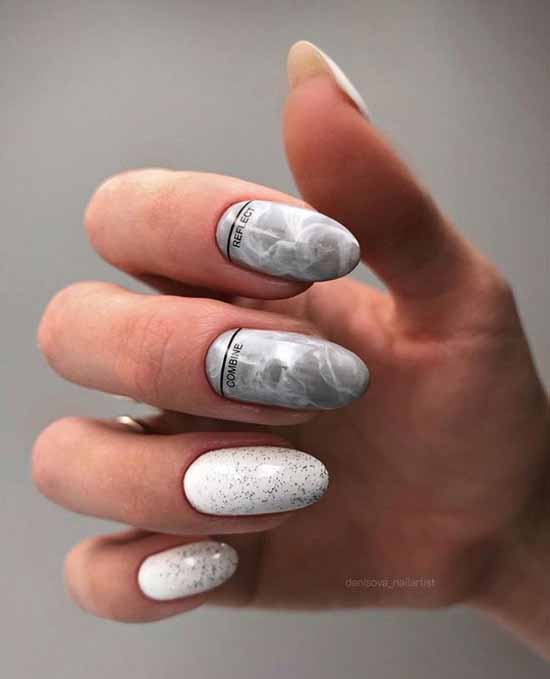 Manucure à paillettes blanches: beau design sur la photo, avis