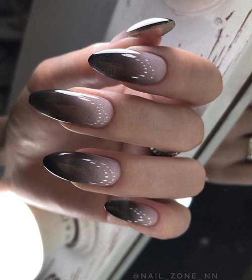 Manucure ombre noire et beige