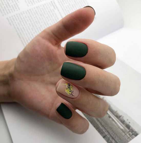 Conception d'ongles kaki dans le style du minimalisme
