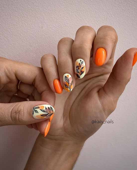 Manucure orange 2026: photo de nouveaux articles avec design