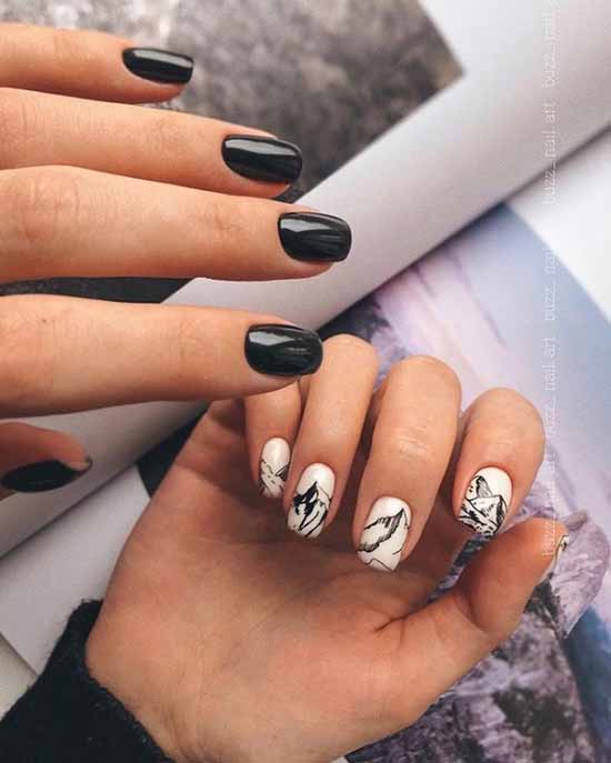 Manucure noir et blanc 2026: photo, top design des ongles