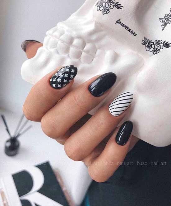 Manucure noir et blanc 2026: photo, top design des ongles