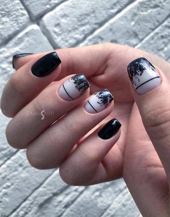 Manucure noir et blanc 2026: photo, top design des ongles