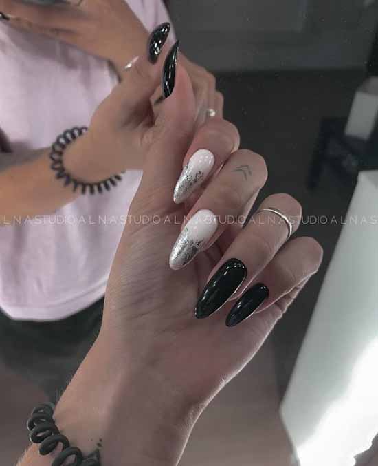 Manucure noir et blanc 2026: photo, top design des ongles