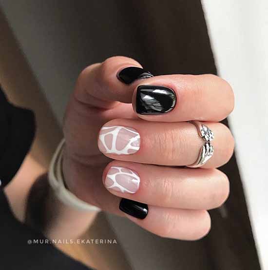 Manucure noir et blanc 2026: photo, top design des ongles