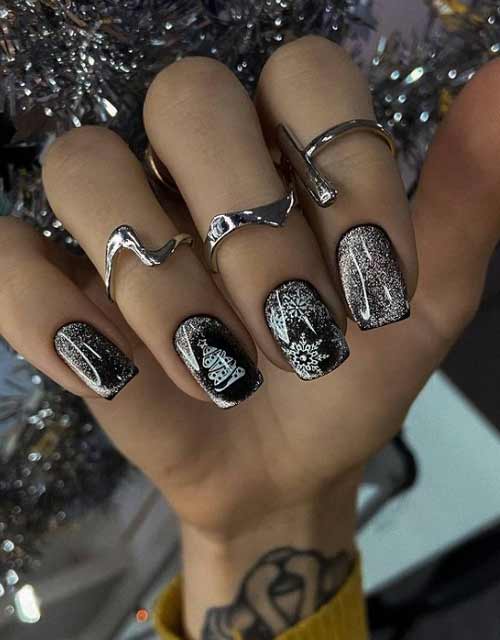 Manucure oeil de chat argent